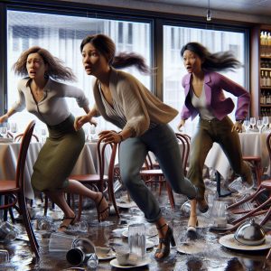 Women fleeing restaurant chaos