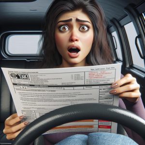Shocked driver with tax letter