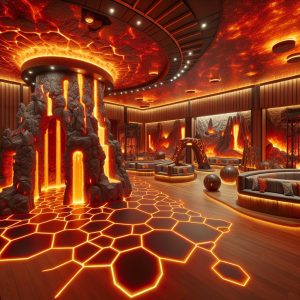 Lava-themed indoor entertainment center