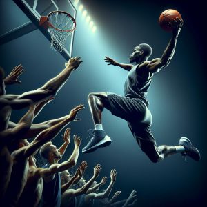 Basketball player dramatic buzzer-beater