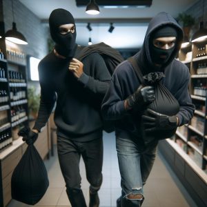 Masked suspects robbing store