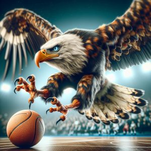 Basketball eagle preparing rebound