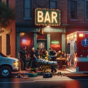 Emergency scene outside bar
