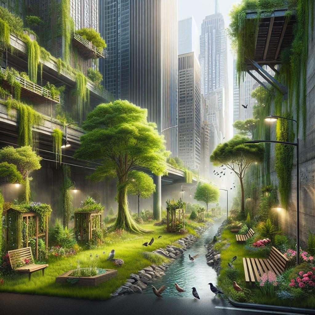 Urban garden oasis concept.
