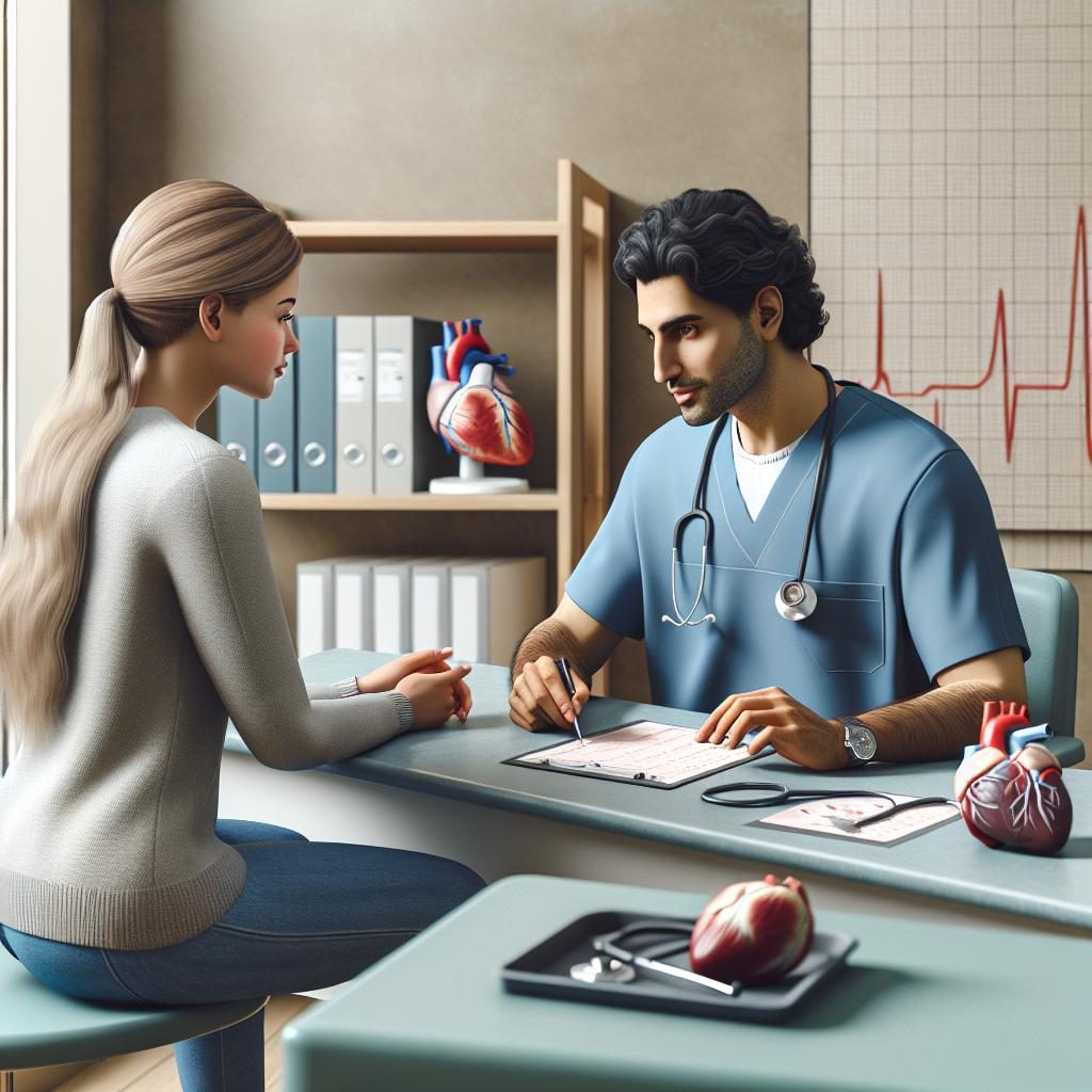 "Cardiac care interaction scene"