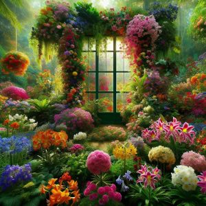 Colorful garden to glass.