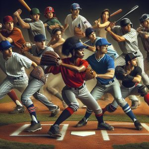 Baseball team in action