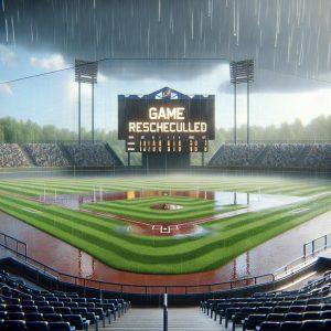 Baseball game rescheduled rain.