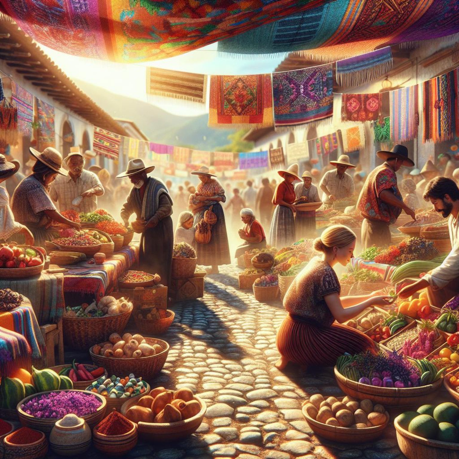 Colorful Central American market stall