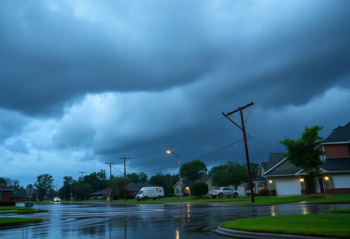 Flooded street in the Carolinas due to Tropical Storm Debby