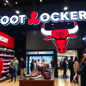 Foot Locker store showcasing Chicago Bulls partnership