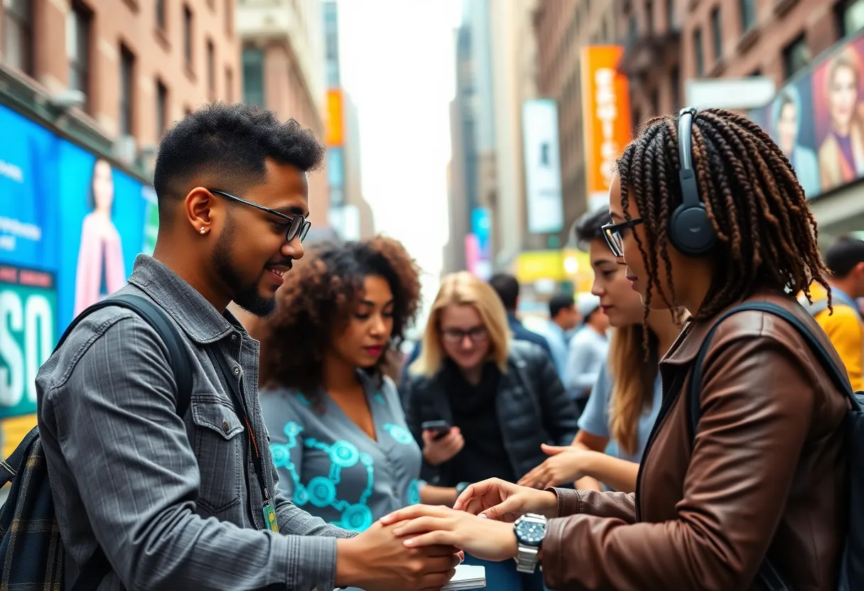 A marketing team in New York City using generative AI technology.