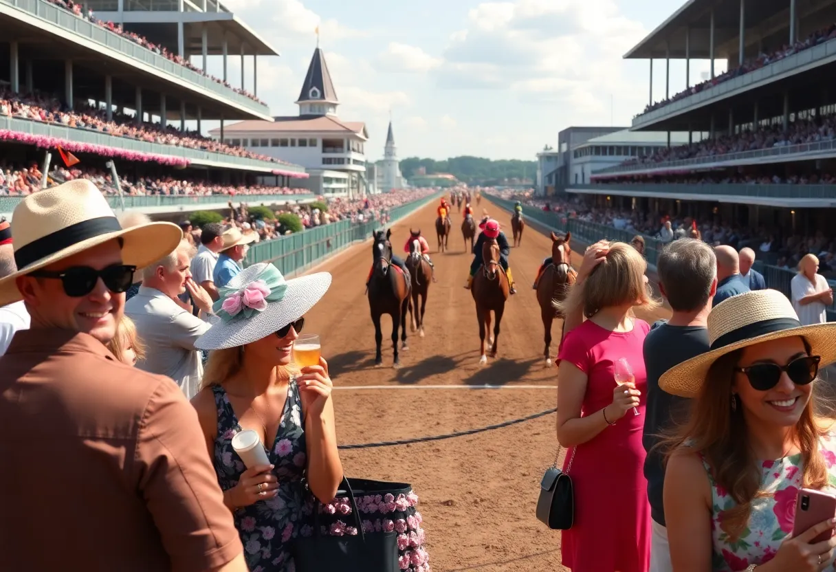 Fans enjoying the 150th Kentucky Derby at Churchill Downs