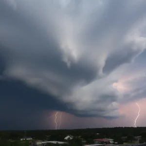 Dark thunderstorm clouds looming over Batesburg-Leesville