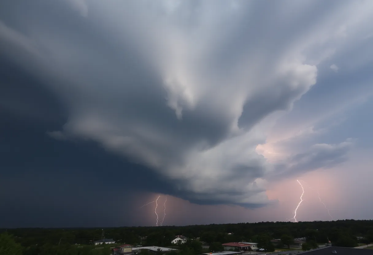 Dark thunderstorm clouds looming over Batesburg-Leesville