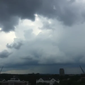 Dark storm clouds gathering over Columbia, SC
