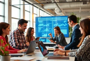 Digital marketing professionals discussing 2025 B2B marketing trends.