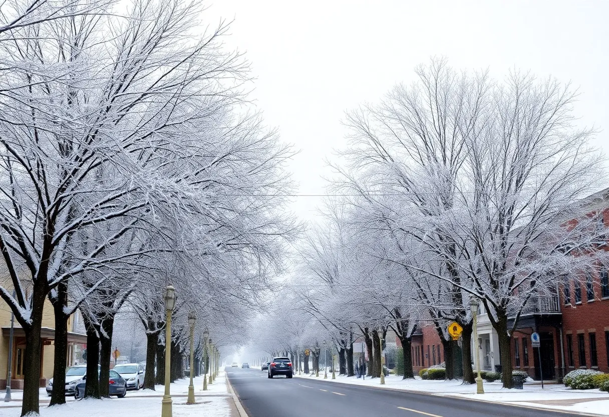 Scenic view of Columbia South Carolina during snowfall