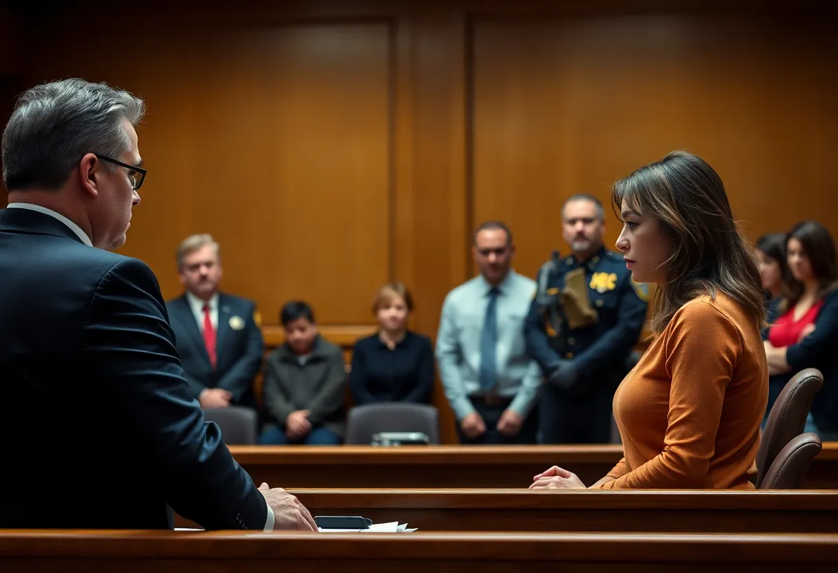 Courtroom scene during sentencing of a defendant