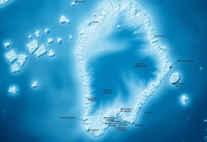 Map of Greenland with highlighted strategic locations