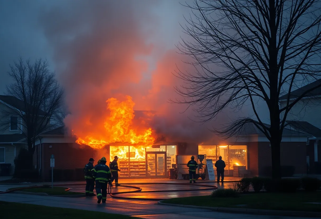 Firefighters battling flames at Harris Teeter, Ballantyne