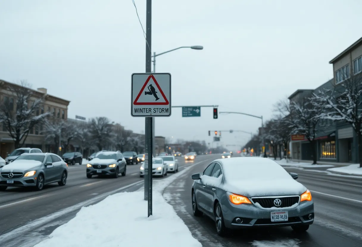 Snow-covered streets in Houston during the winter storm