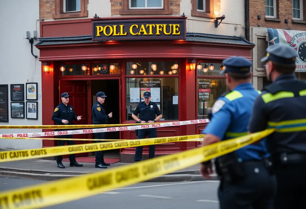 Pineville police officers at the scene of a shooting outside Tavern 51