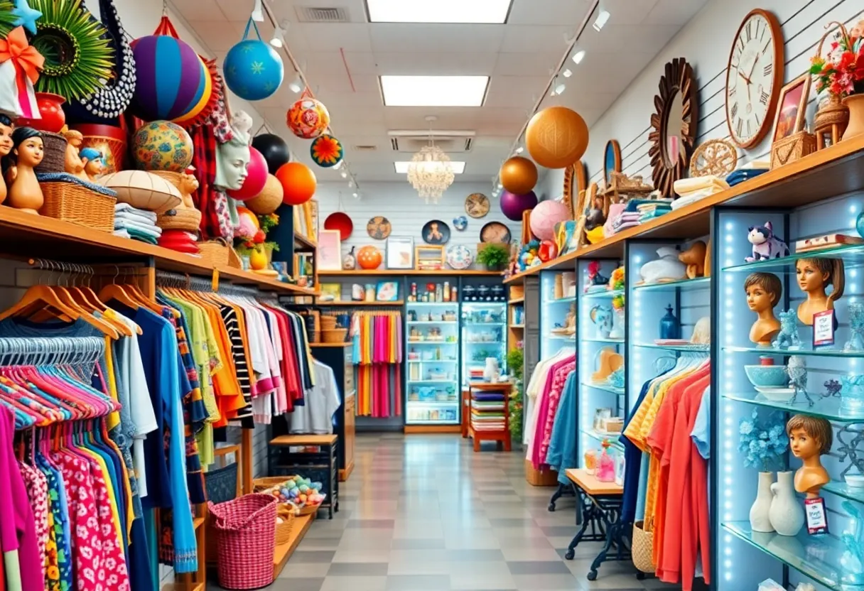 Interior view of Reclectic discount store showing various items on display