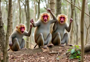 Rhesus Macaque Monkeys in the Wild