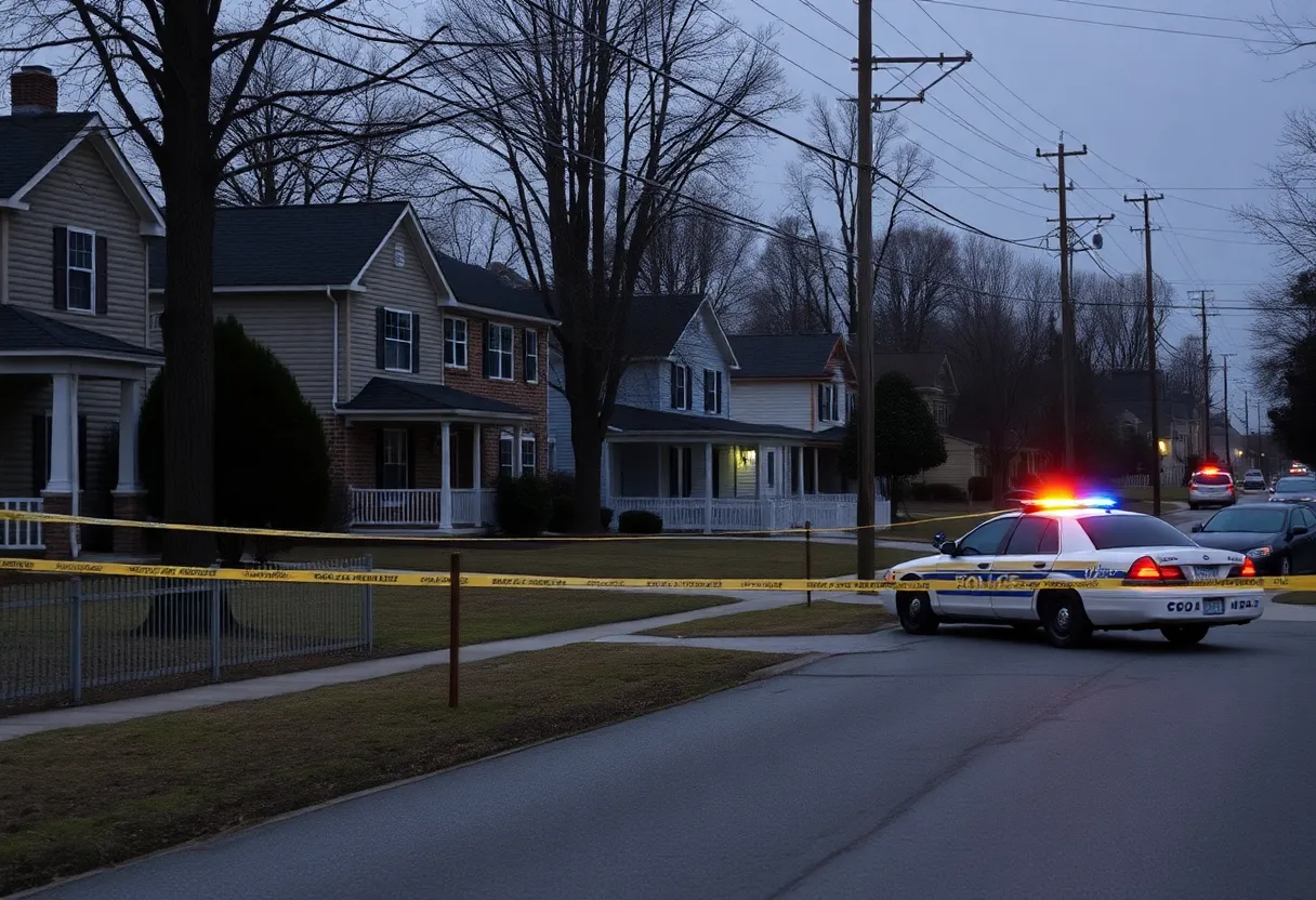 Police investigation at a crime scene in Rock Hill, South Carolina.