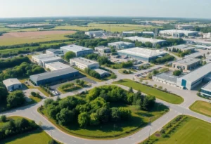 Industrial park showing sustainability features in Rock Hill, SC