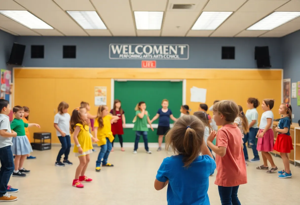 Students participating in performing arts activities at Showtime Academy.