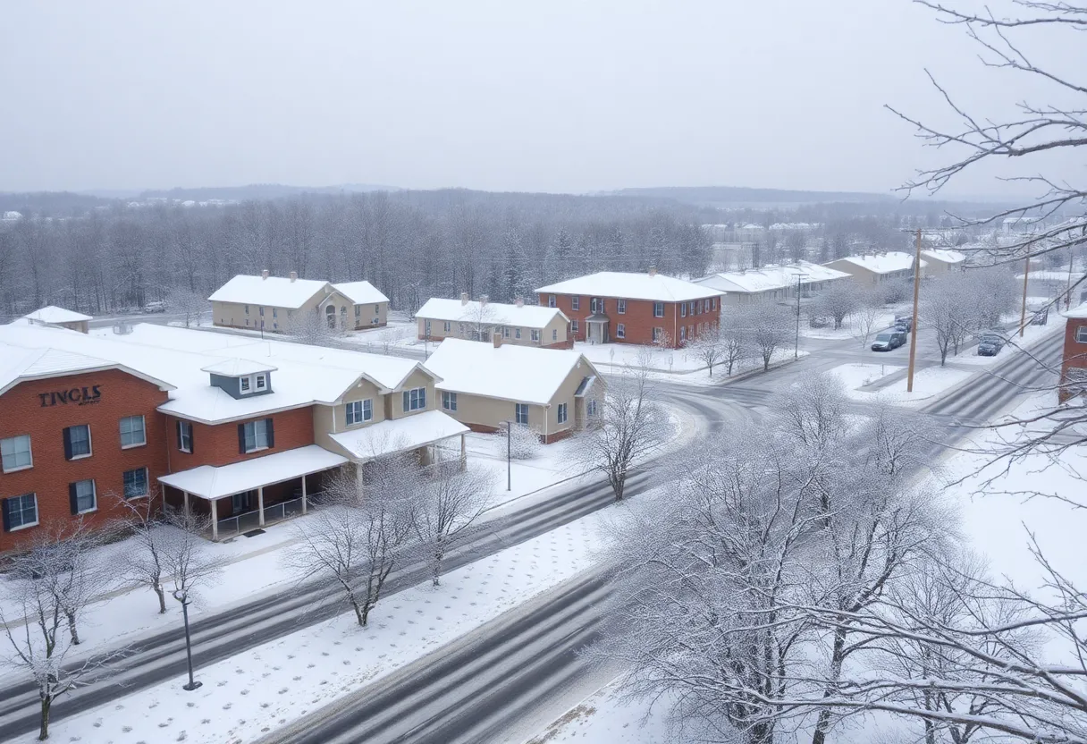 Snowy landscape in South Carolina during a winter storm