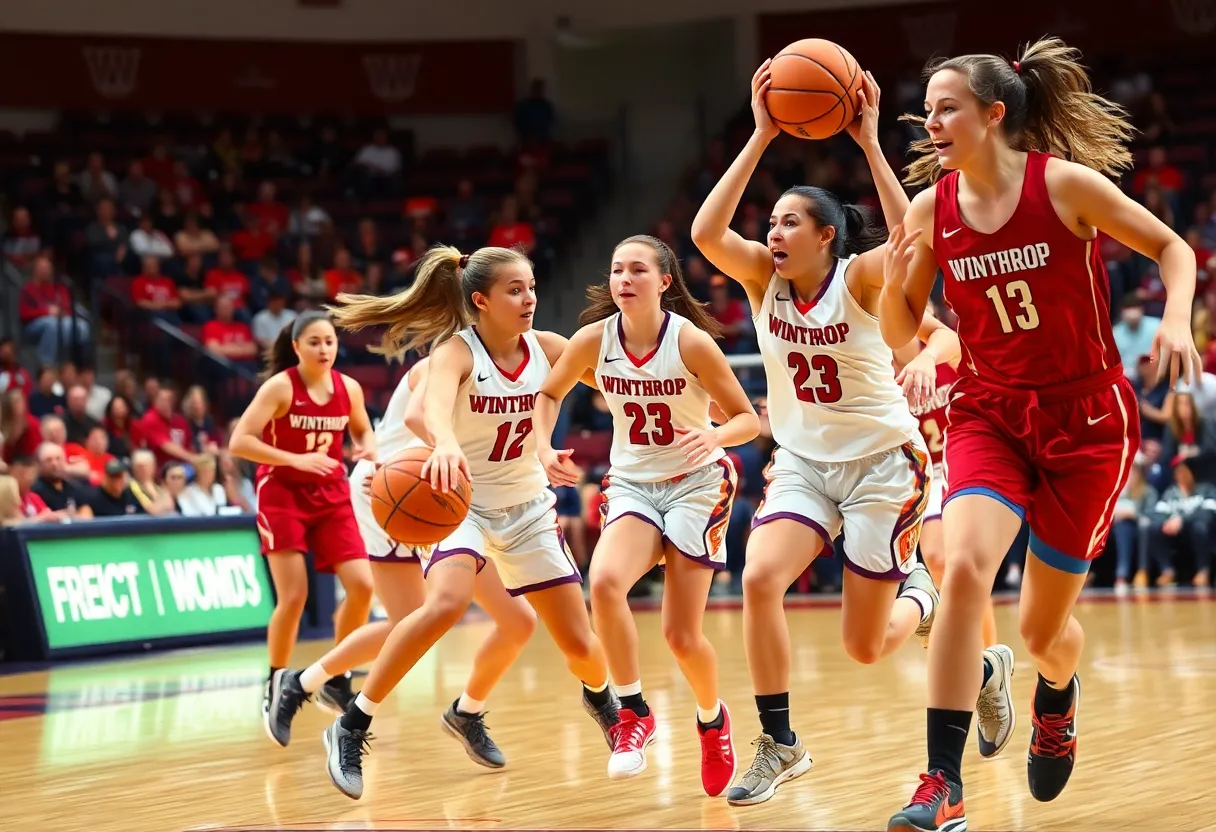 Winthrop University women's basketball team in action during a game