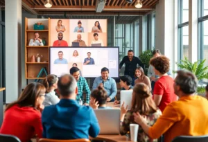 Engaged individuals in an online community forum discussing marketing strategies.