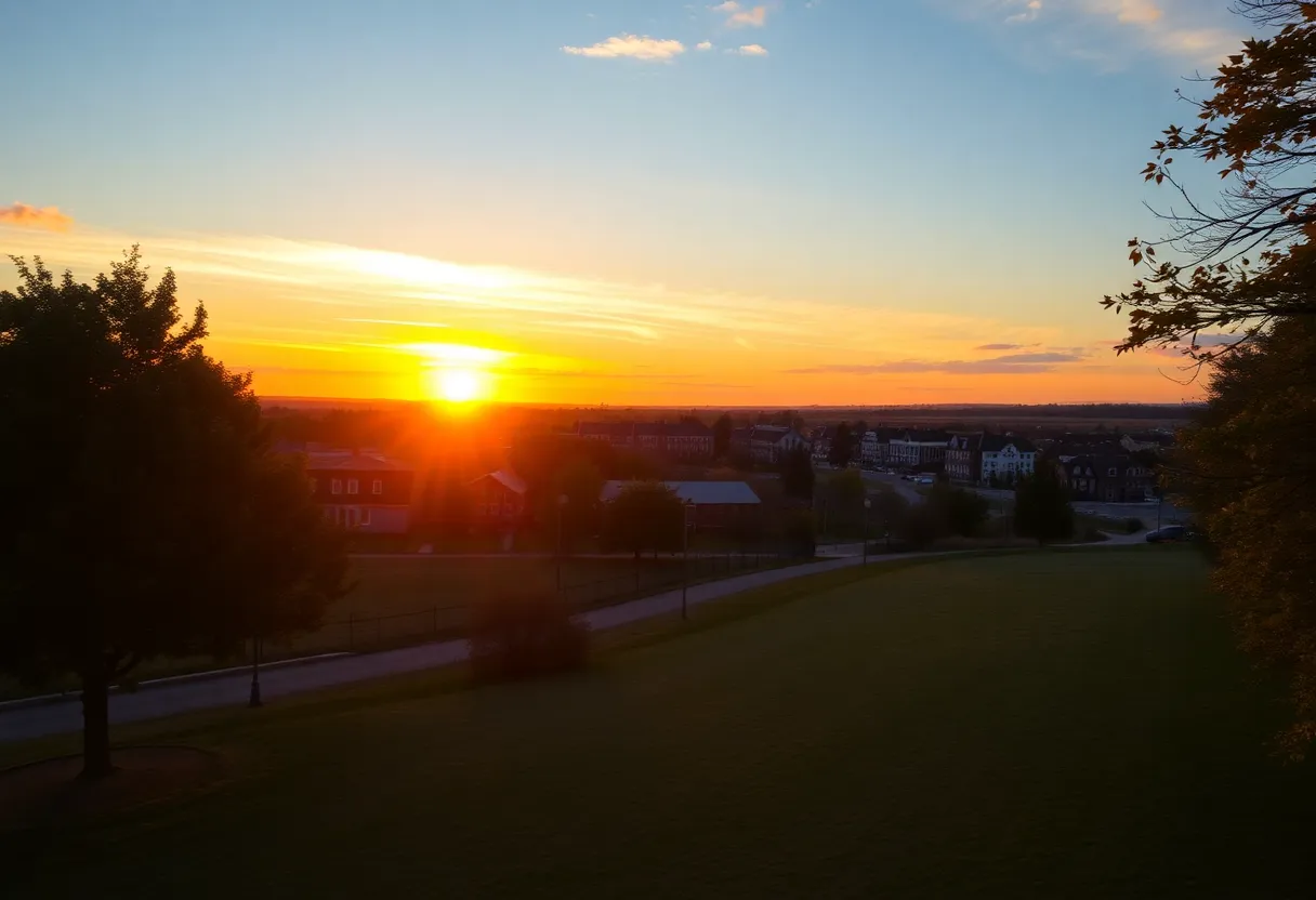 Peaceful sunset over Fort Mill, symbolizing community loss