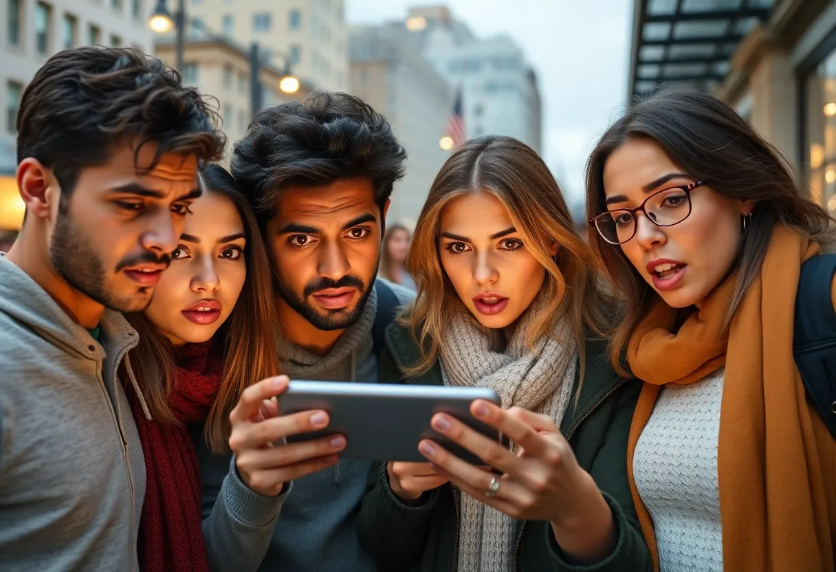 Group of concerned citizens discussing a phone scam alert in York County