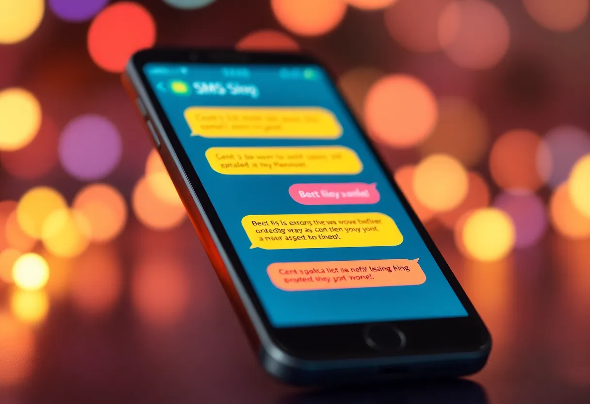 Mobile phone displaying SMS marketing messages