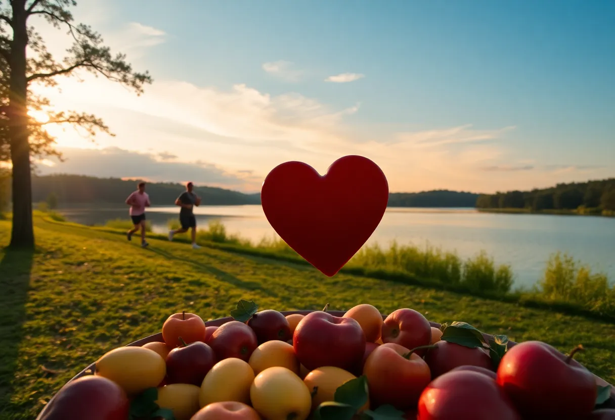 A beautiful Tega Cay landscape promoting heart health awareness.