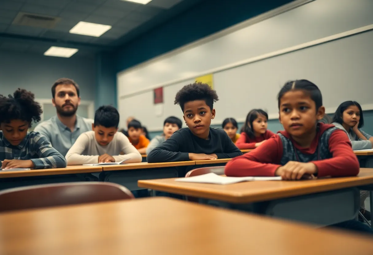High school classroom depicting diversity among students