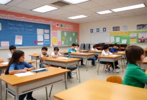 Students in a classroom discussing safety and inclusivity