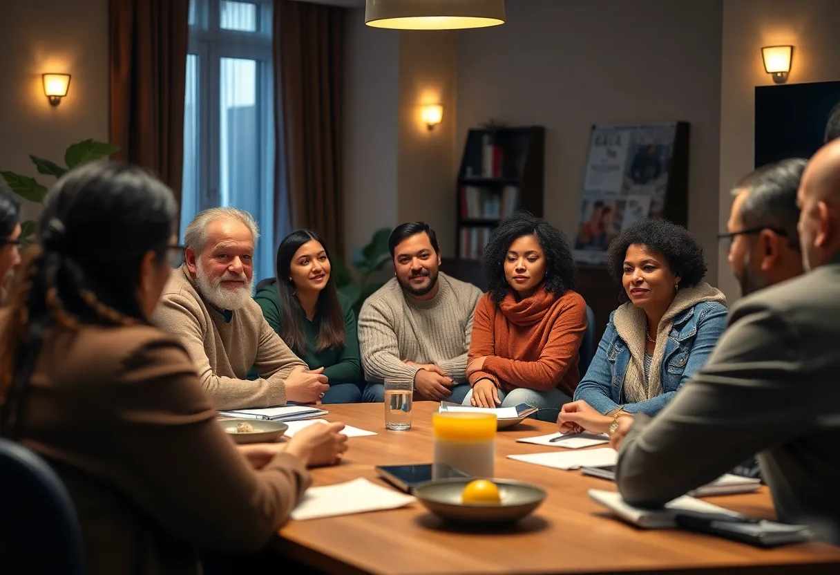 Group of community members discussing homelessness in Rock Hill.