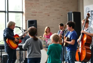 Musicians and students collaborating in a community music setting