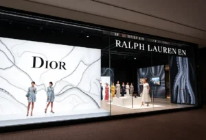 Dior and Ralph Lauren showcasing luxury fashion in a digital context.