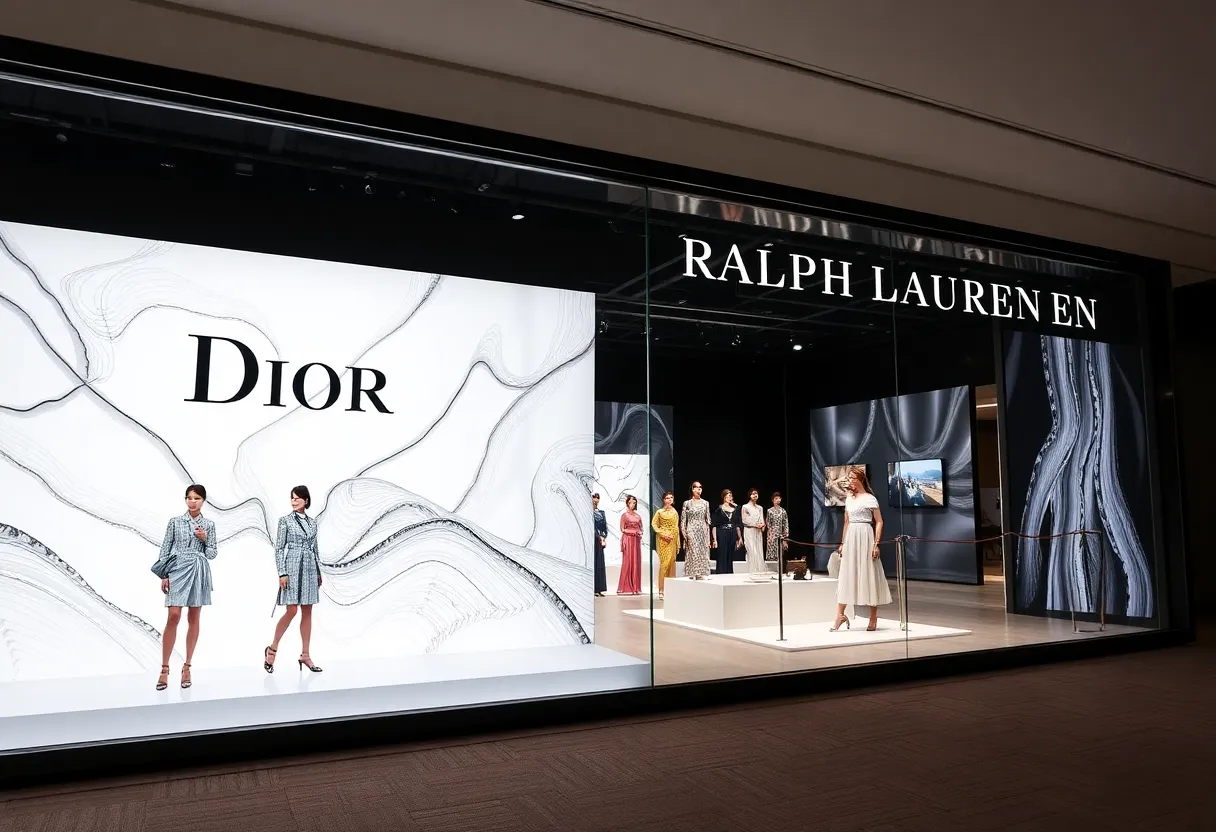Dior and Ralph Lauren showcasing luxury fashion in a digital context.