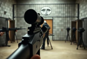 An illustration of a prison setting symbolizing the firing squad execution method.