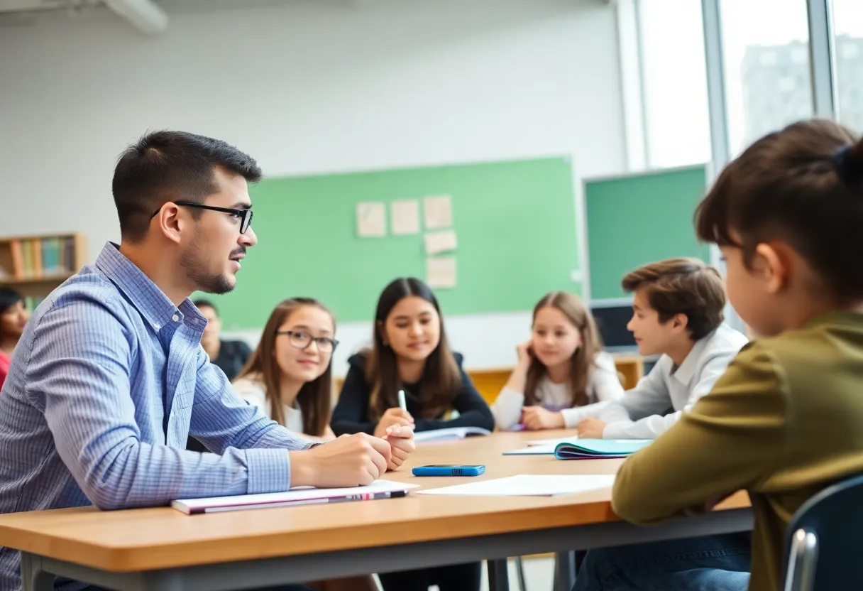 Students and teachers engaged in a collaborative classroom environment in Fort Mill and Rock Hill Schools.