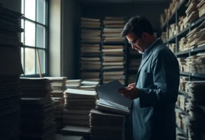 An archive room with classified documents related to JFK's assassination