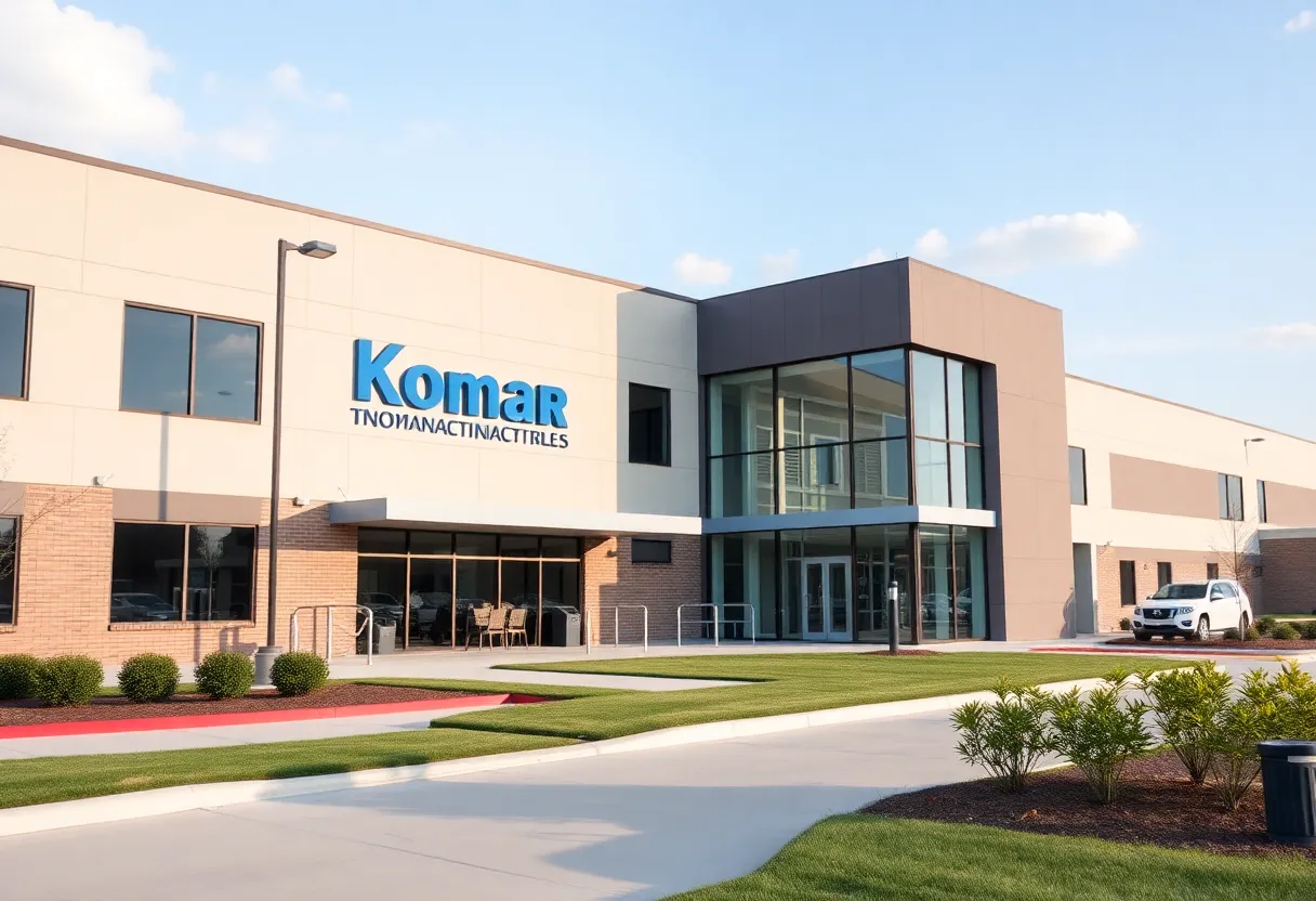 Exterior view of Komar Industries facility in York, South Carolina