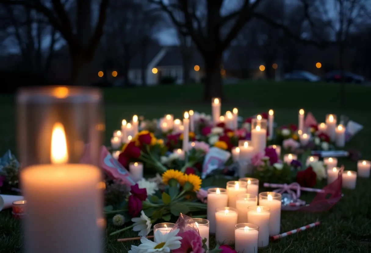 Community members gathering for a vigil in memory of the Las Cruces shooting victims.